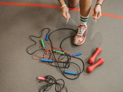 Close up of athletic shoes on a gym floor